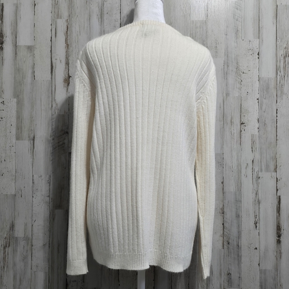 Classic Elements Vintage Cream Cable Knit Cardigan With Gold Buttons Size Medium - Picture 4 of 6